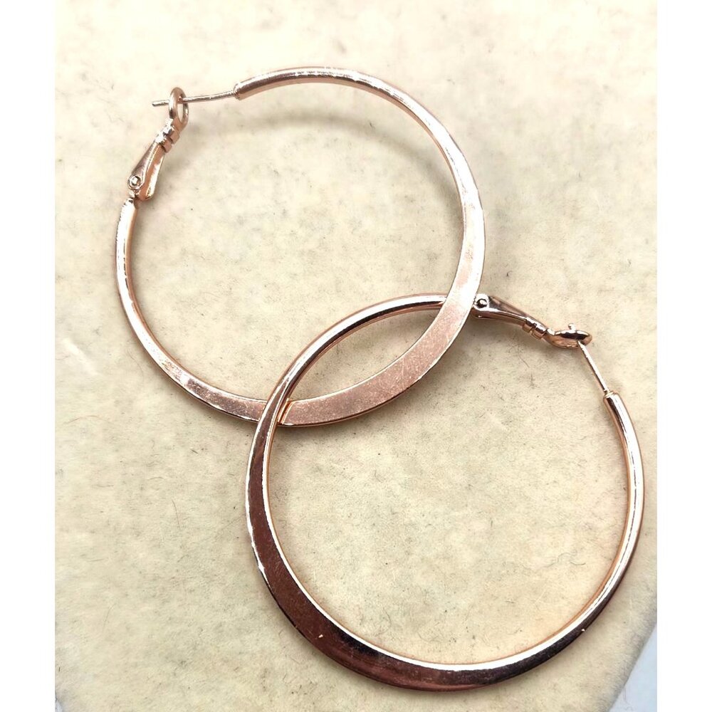 Large Rose Gold Hoop Earrings Leverback Clasp